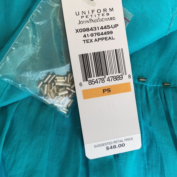 Teal cotton beaded cotton boho skirt - Picture 6 of 6